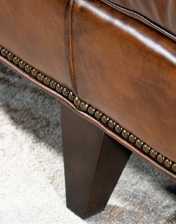 The Cantabrigian Chesterfield Three Seater Sofa | Caramel Brown