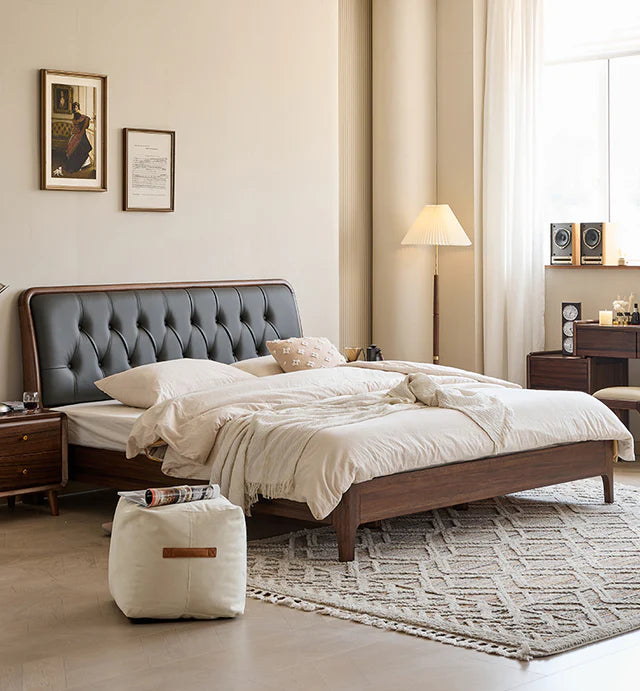 The Veridian Estate Upholstered Bed | Sheesham Wood