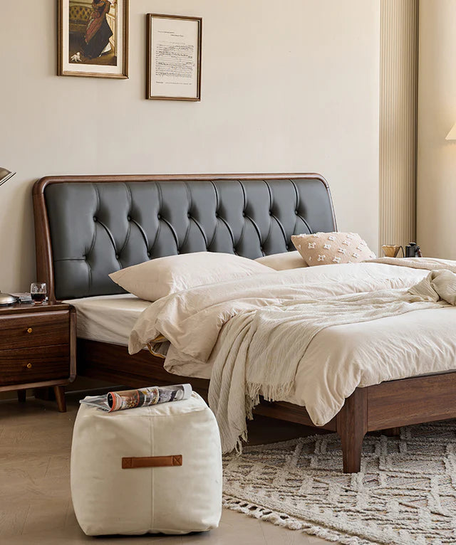 The Veridian Estate Upholstered Bed | Sheesham Wood