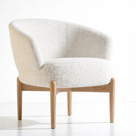 Swan Accent Chair | Green Boucle | Premium Oak Wood