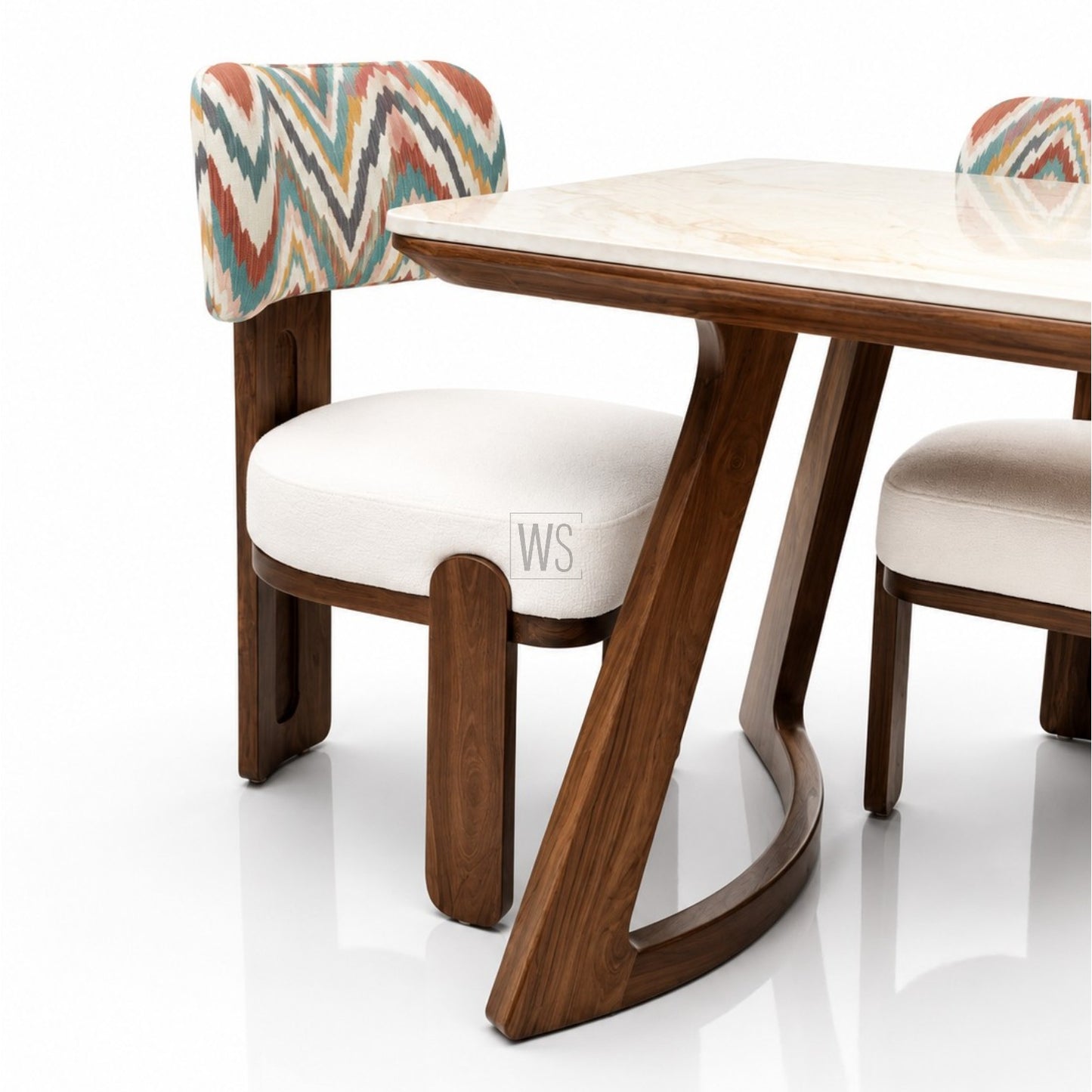 Mayura Marble Top Dining Set | Teak Wood