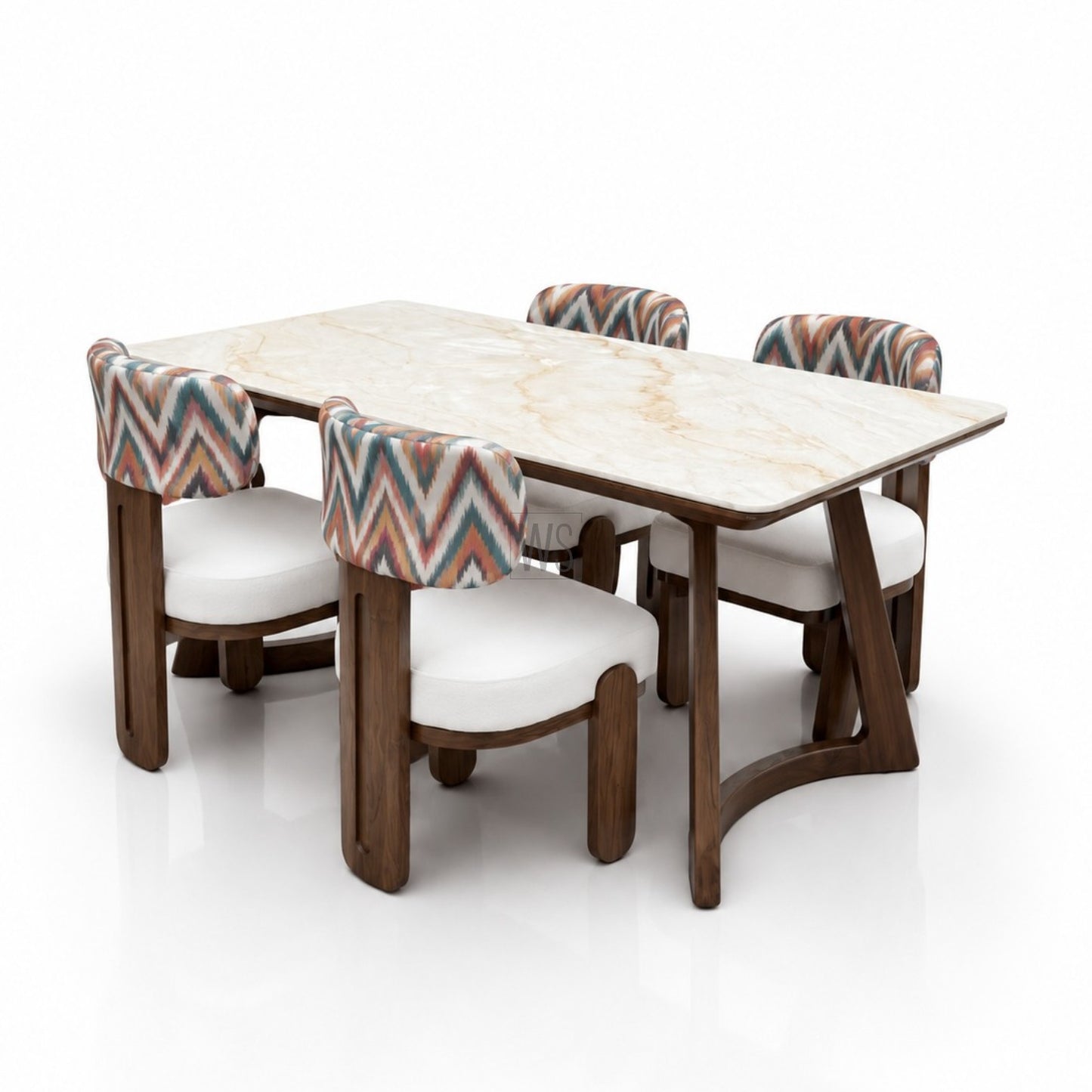 Mayura Marble Top Dining Set | Teak Wood