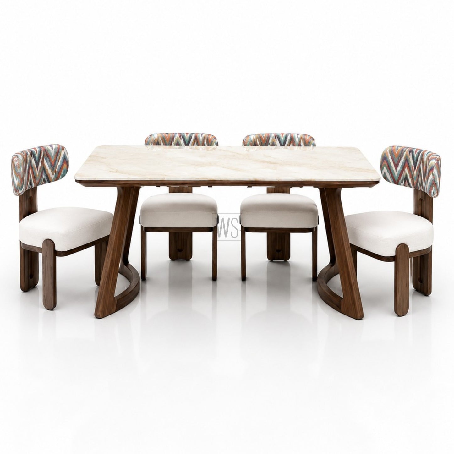Mayura Marble Top Dining Set | Teak Wood