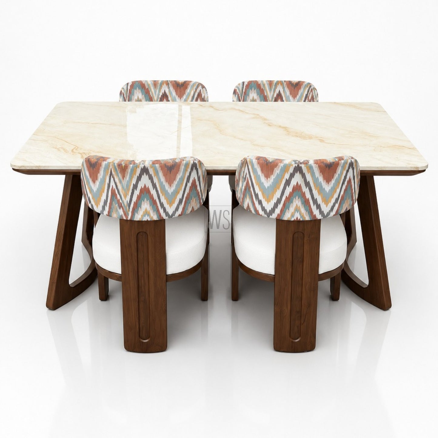 Mayura Marble Top Dining Set | Teak Wood