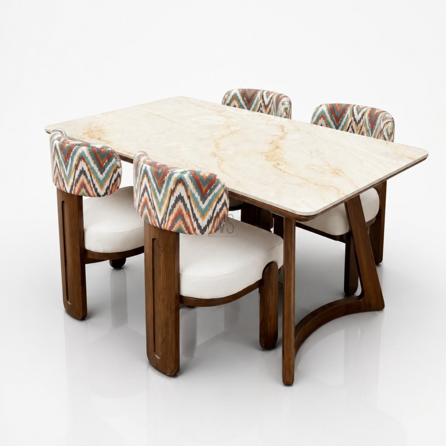 Mayura Marble Top Dining Set | Teak Wood