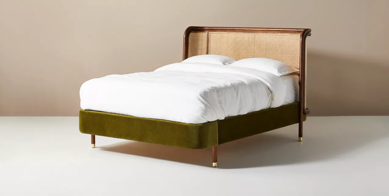 The Equinox Rattan Cage Platform Bed | Sheesham Wood