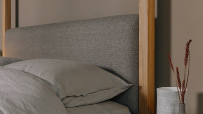 The Holy Poster Bed Upholstered | Sheesham Wood | Natural Finish
