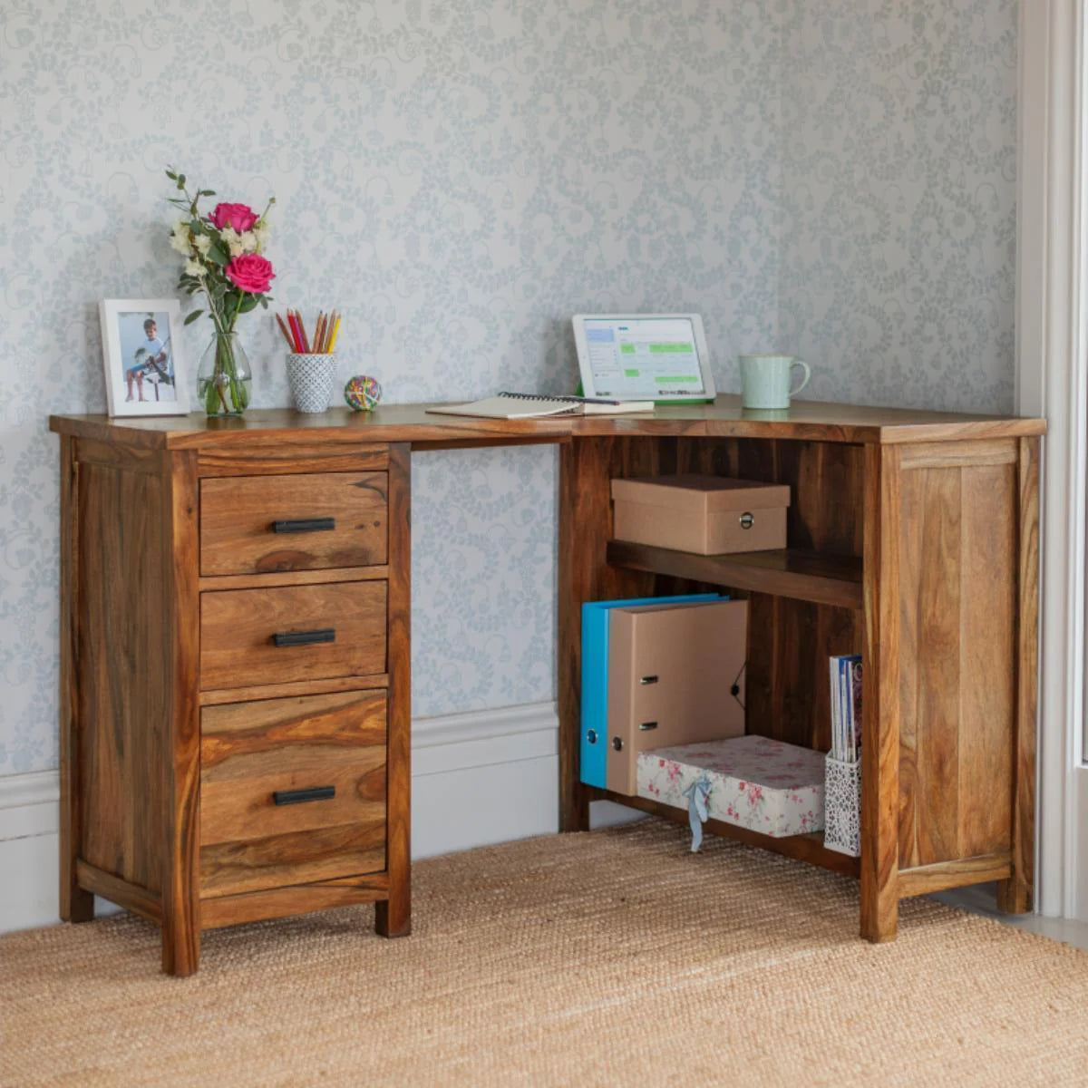 Heritage Study Table | Sheesham Wood | Honey Finish – WoodSculp