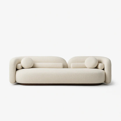 Emilia Three Seater Modern Sofa | White Boucle Fabric