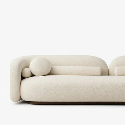 Emilia Three Seater Modern Sofa | White Boucle Fabric