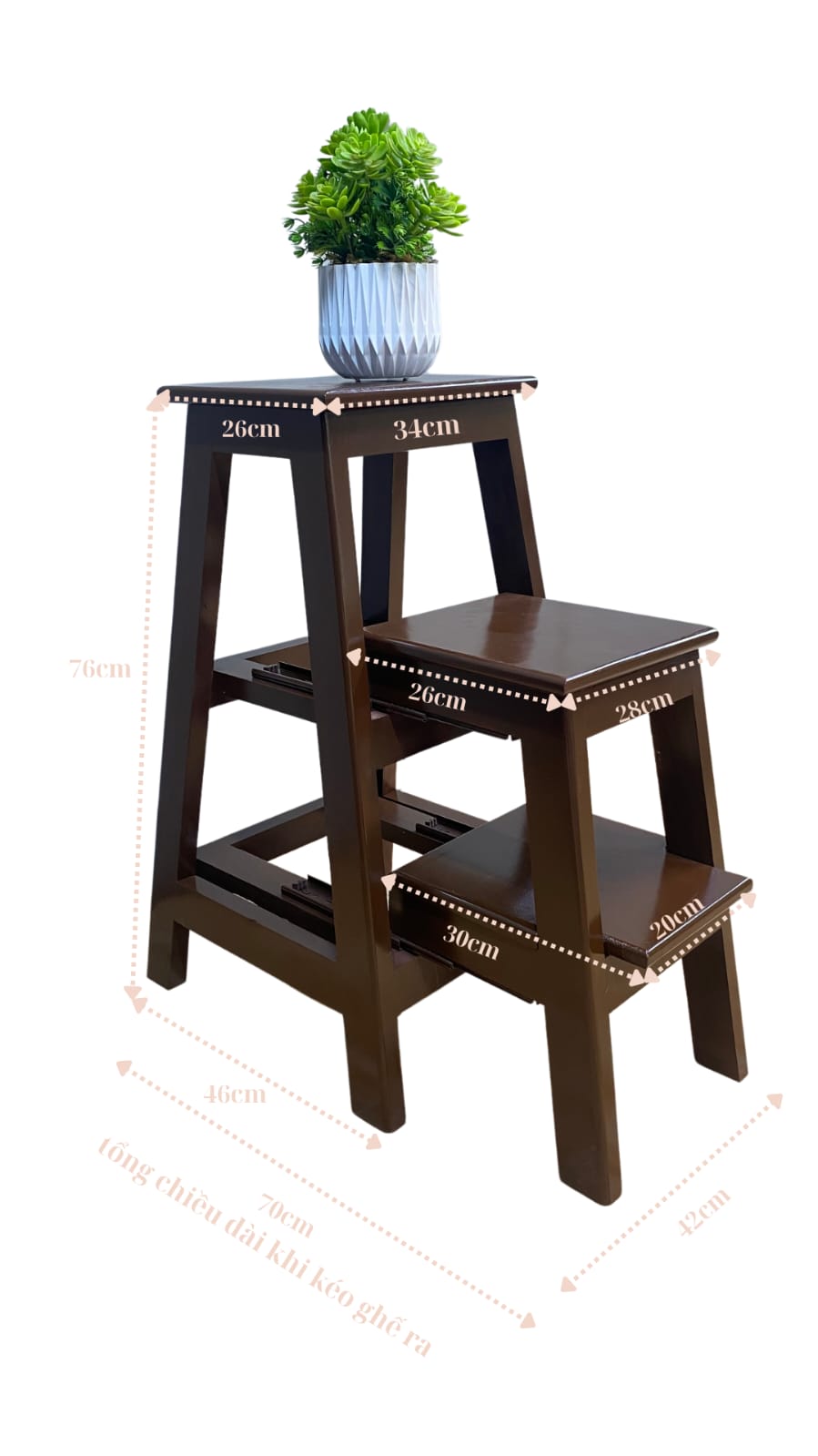 Multipurpose Foldable Step Stool | Sheesham Wood