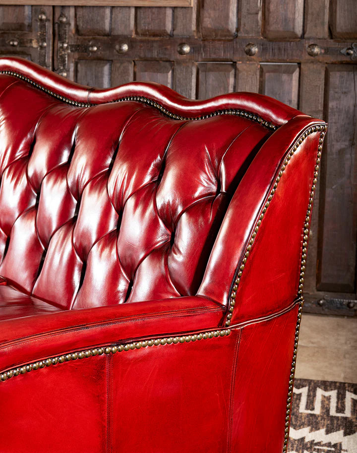 The Lutyens Chesterfield Three Seater Sofa | Bright Red