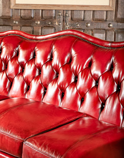 The Lutyens Chesterfield Three Seater Sofa | Bright Red