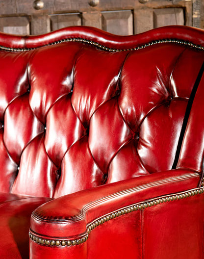 The Lutyens Chesterfield Three Seater Sofa | Bright Red