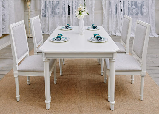 The Stockholm 6 Seater Dining Set | Solid Wood | White