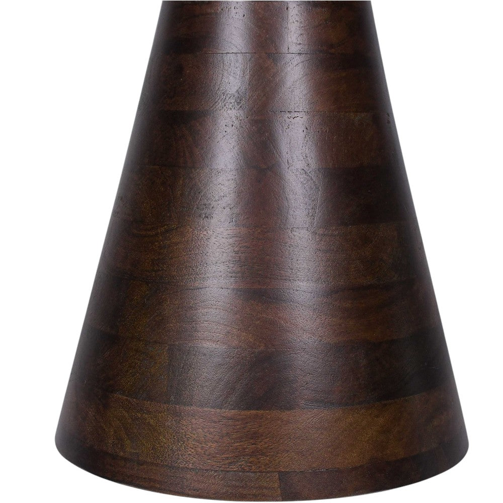 Dark brown wooden side table on a white background
