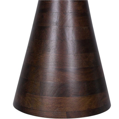 Dark brown wooden side table on a white background