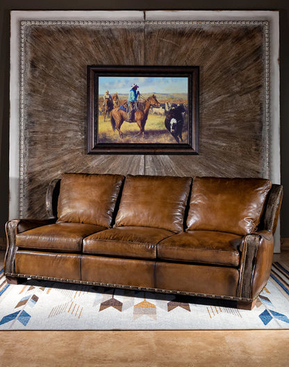 The Wellington Chesterfield Three Seater Sofa | Caramel Brown