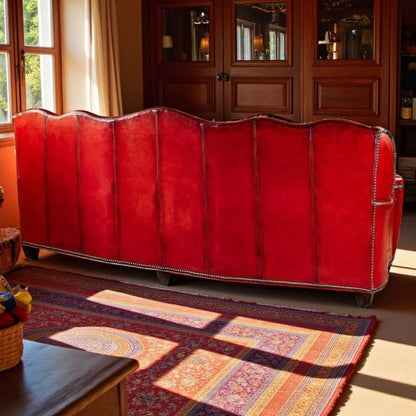 The Lutyens Chesterfield Three Seater Sofa | Bright Red