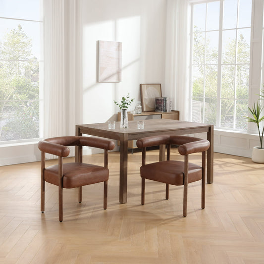 Aalekh Dining Chair | Teak Wood | Leatherette