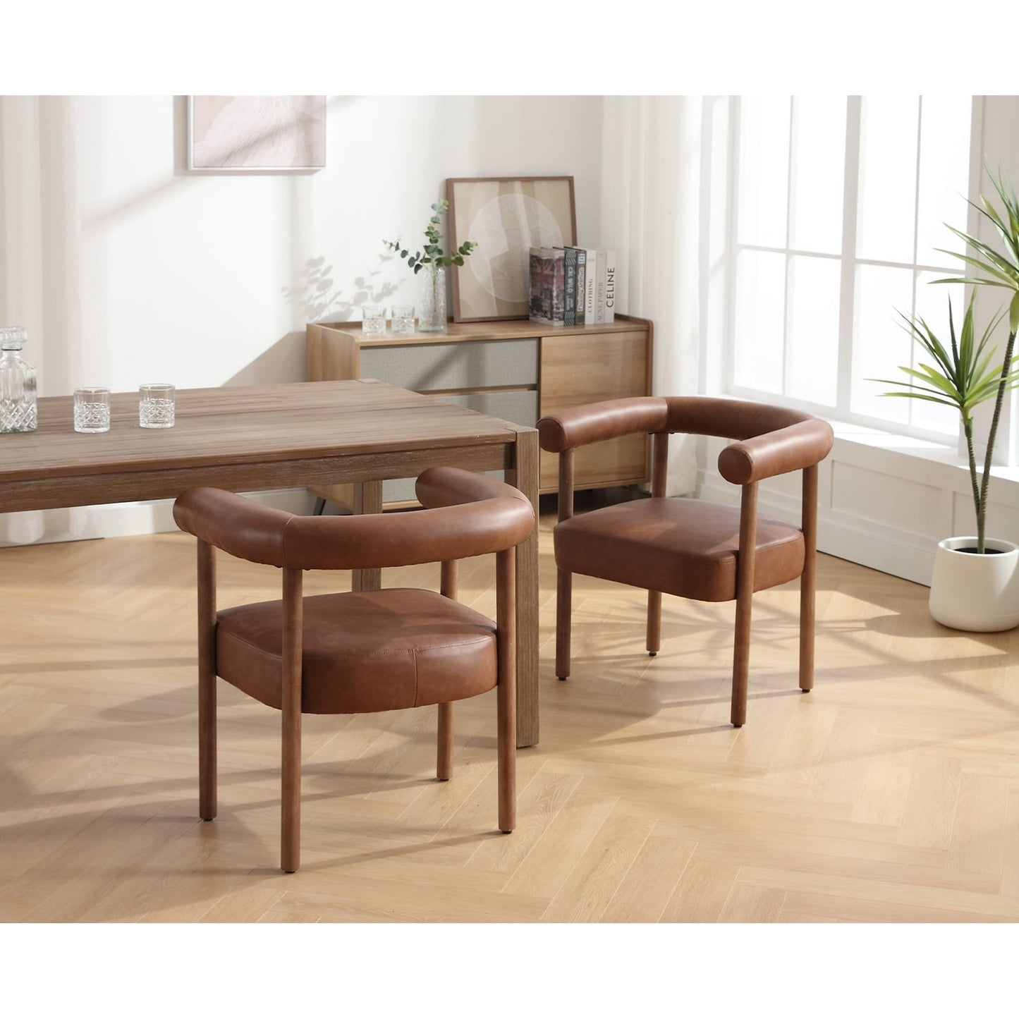 Aalekh Dining Chair | Teak Wood | Leatherette