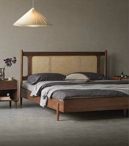 The Willow Frame Bed Solid Acacia Wood Rattan Cage