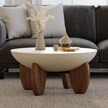 Ikai Center Coffee Table | Teak Wood | White Deco