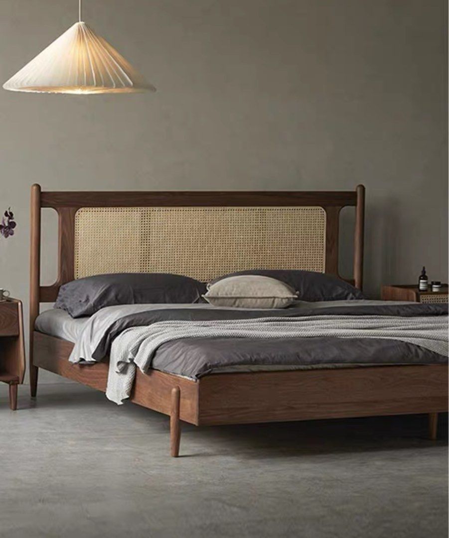 The Willow Frame Bed Solid Acacia Wood Rattan Cage