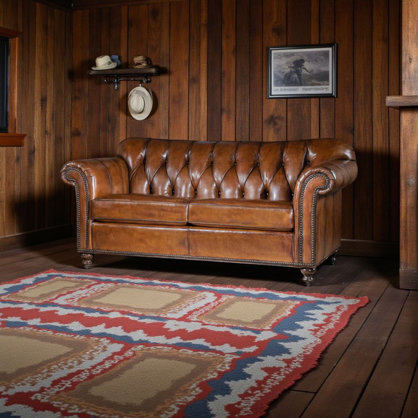 The Lincoln Chesterfield Three Seater Sofa | Caramel Brown