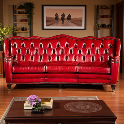 The Lutyens Chesterfield Three Seater Sofa | Bright Red