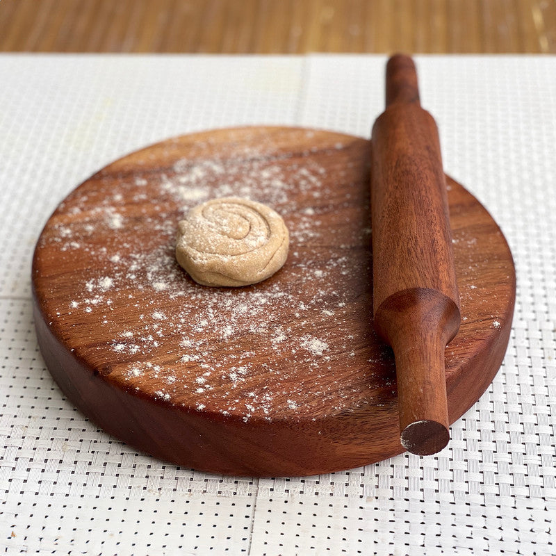 Healthy Living No Chemical Natural Finish Chakla Belan | Rolling Pin and Board | Sheesham Wood