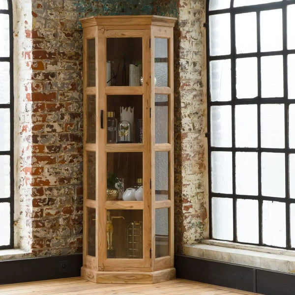 Hritage Corner Cabinet Bookshelf | Mango Wood | Natural Finish