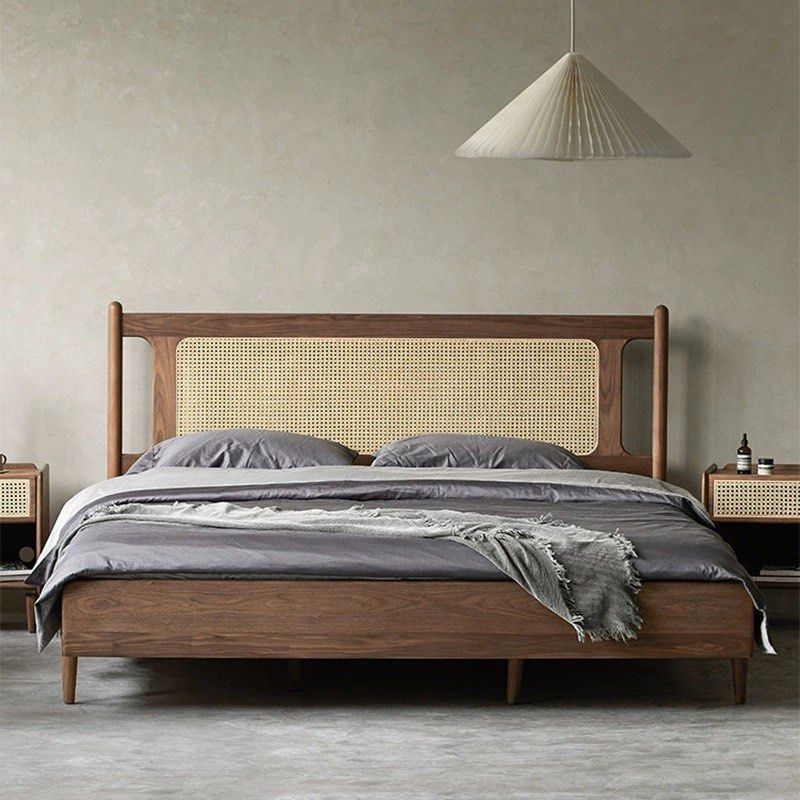 The Willow Frame Bed Solid Acacia Wood Rattan Cage