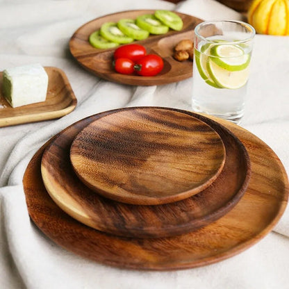 Wooden plate set of 3 small medium and large Tableware