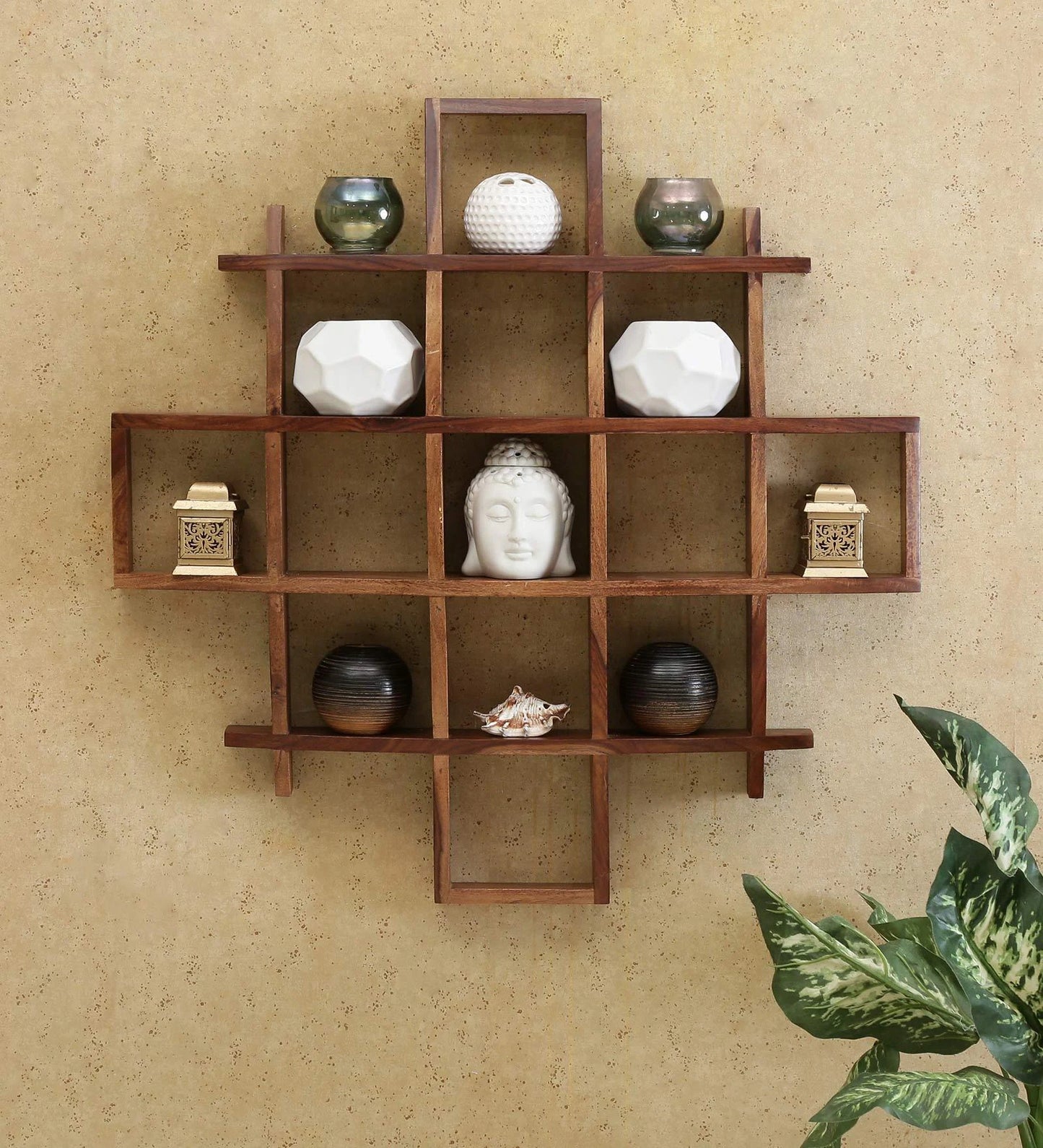 Maximbox Wall Shelf Sheesham Wood Premium Quality