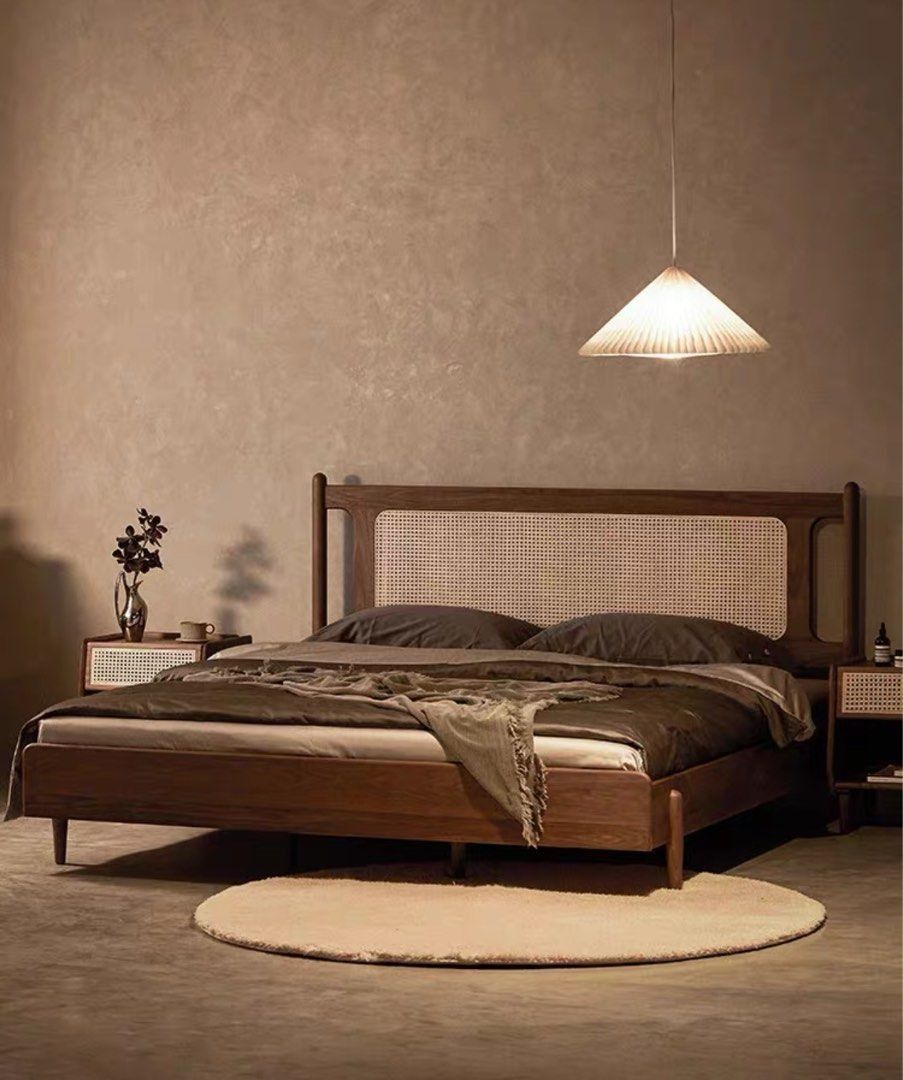 The Willow Frame Bed Solid Acacia Wood Rattan Cage