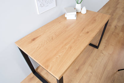 Malda Desk Study And Office Table | Acacia Wood Top | Metal Legs