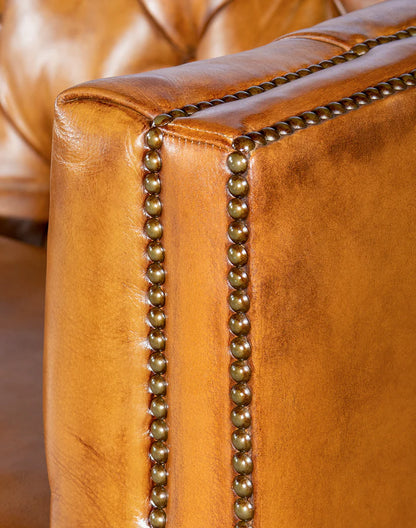The Chatsworth Chesterfield Three Seater Sofa | Caramel Brown