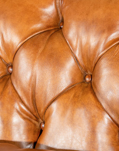 The Chatsworth Chesterfield Three Seater Sofa | Caramel Brown