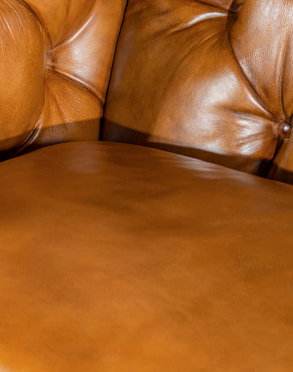 The Chatsworth Chesterfield Three Seater Sofa | Caramel Brown