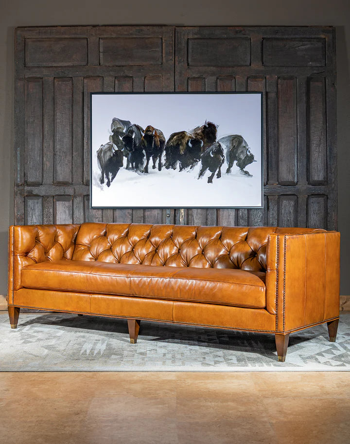 The Chatsworth Chesterfield Three Seater Sofa | Caramel Brown