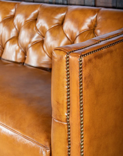 The Chatsworth Chesterfield Three Seater Sofa | Caramel Brown