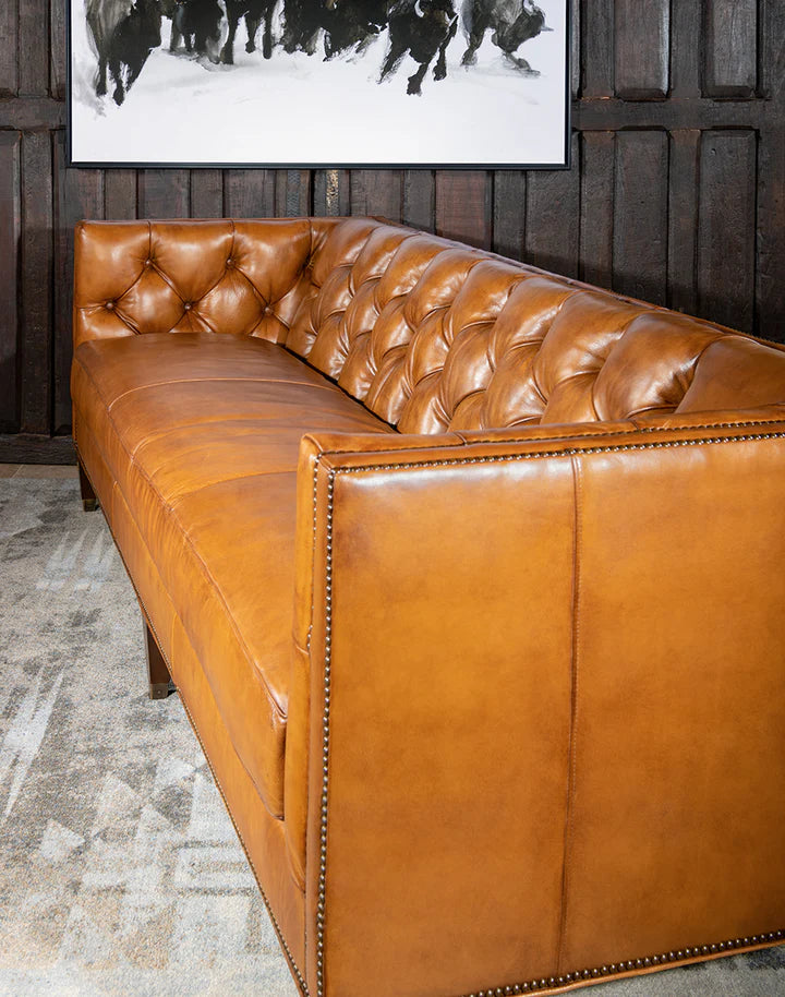The Chatsworth Chesterfield Three Seater Sofa | Caramel Brown