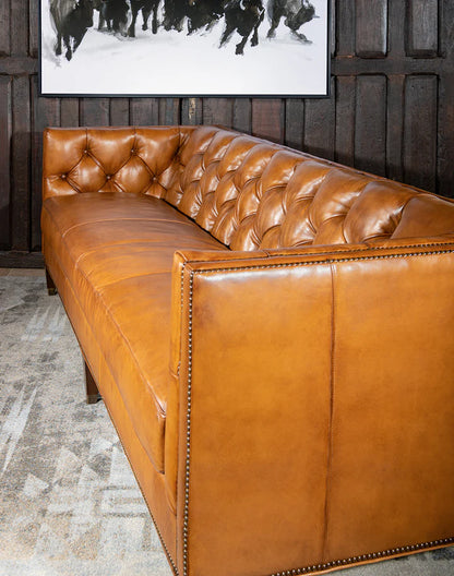 The Chatsworth Chesterfield Three Seater Sofa | Caramel Brown