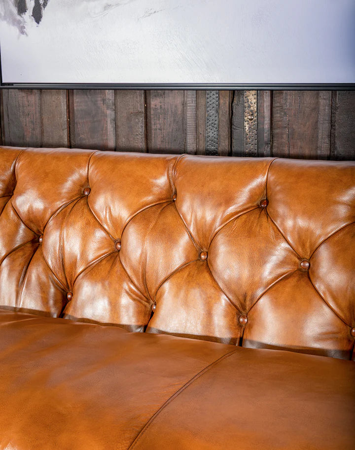 The Chatsworth Chesterfield Three Seater Sofa | Caramel Brown