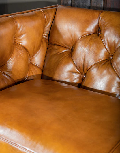 The Chatsworth Chesterfield Three Seater Sofa | Caramel Brown