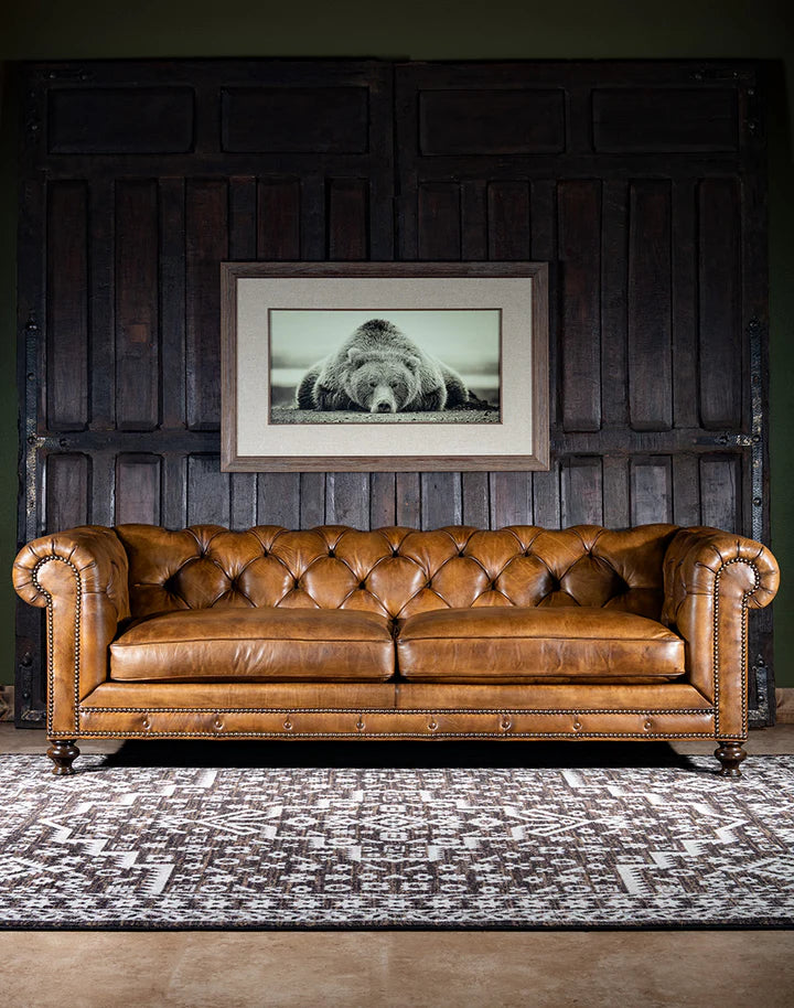 The Cotswold Chesterfield Three Seater Sofa | Caramel Brown
