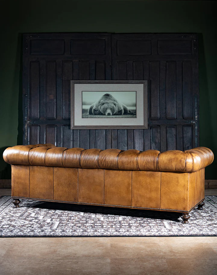The Cotswold Chesterfield Three Seater Sofa | Caramel Brown