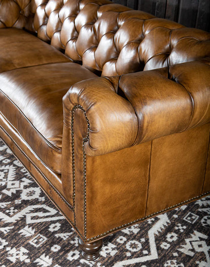 The Cotswold Chesterfield Three Seater Sofa | Caramel Brown