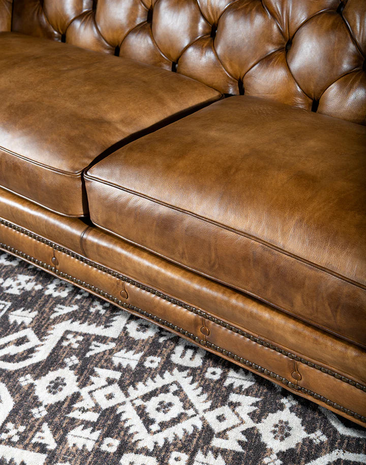 The Cotswold Chesterfield Three Seater Sofa | Caramel Brown